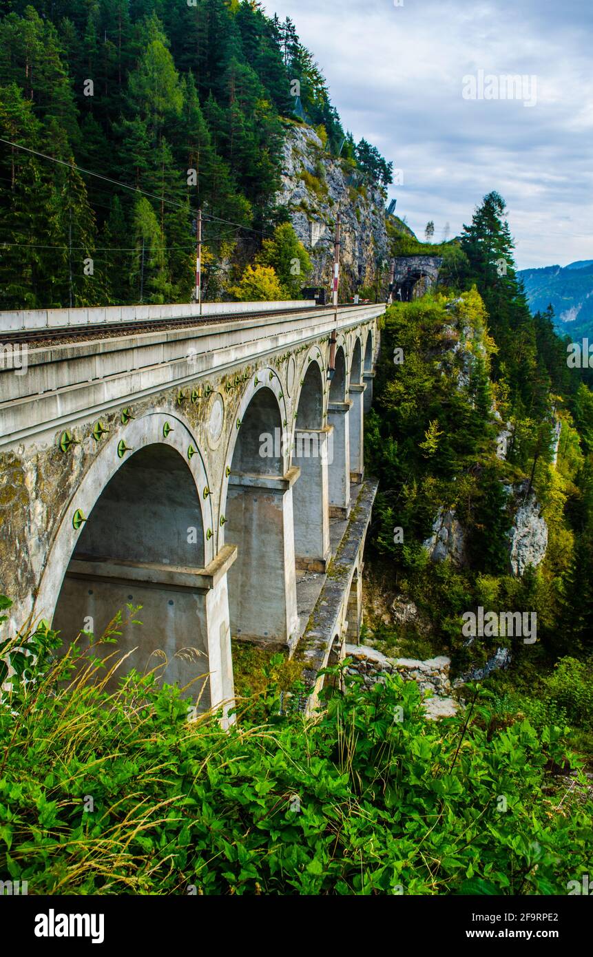 detail of a viaduct of the semmeringbahn unesco world heritage railroad ...