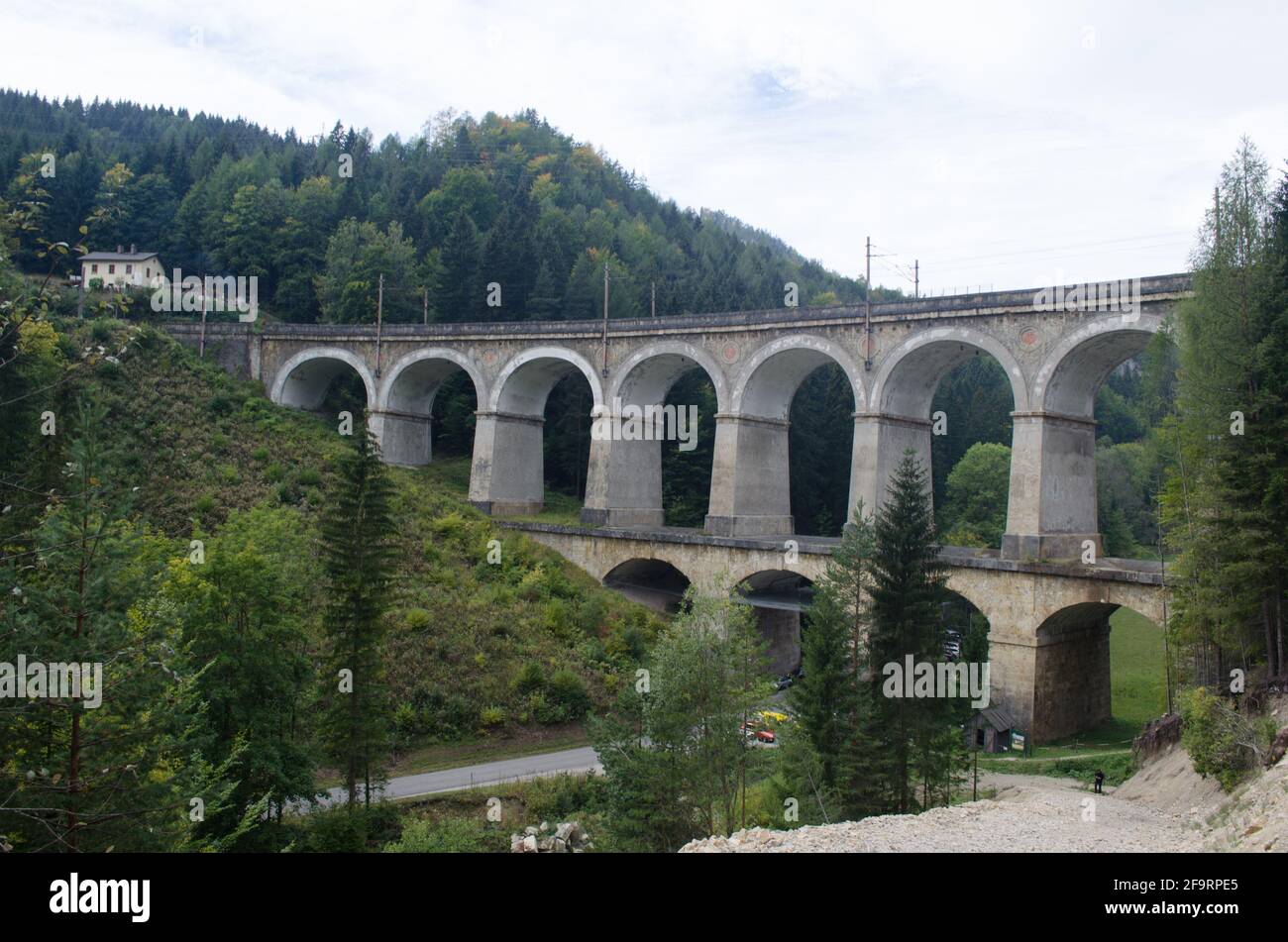 detail of a viaduct of the semmeringbahn unesco world heritage railroad ...