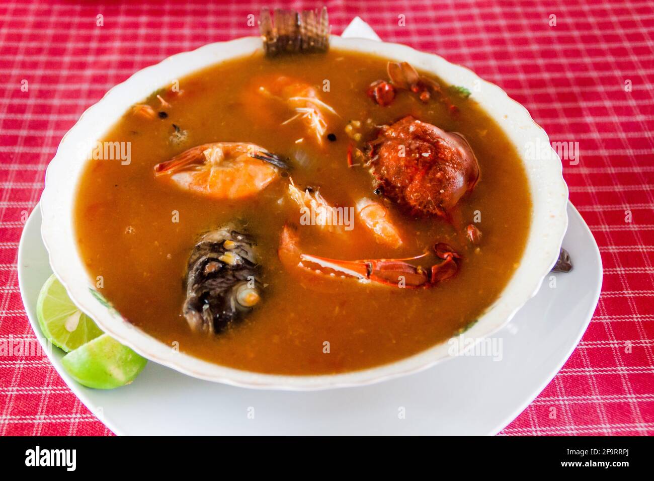 Seafood soup in Monterrico village on Pacific coast of Guatemala Stock Photo