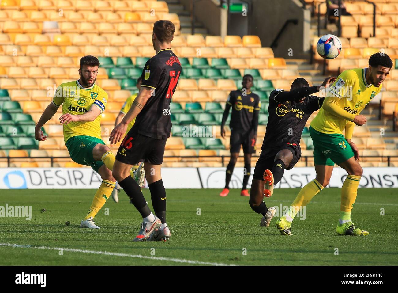 Grant Hanley #5 of Norwich City clears the ball from this area Stock Photo