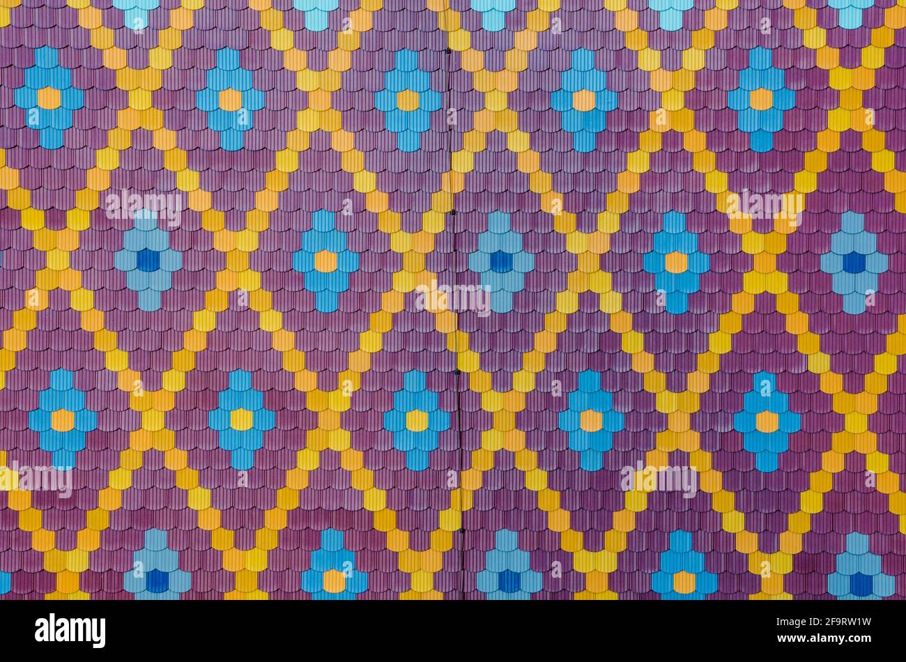 colorful tiles in diagonal shape on the top of church of saint maria in ...