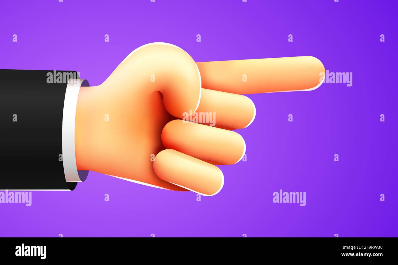 Businessman hand pointing direction. Cartoon 3d style. Vector ...
