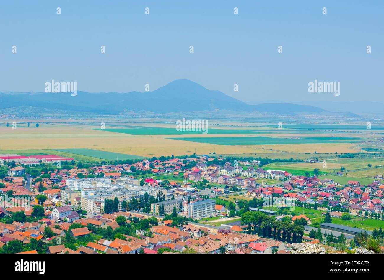 aerial view of romanian city rasnov taken from the top of the fortress aerial view of romanian city rasnov taken from the top of the fortress