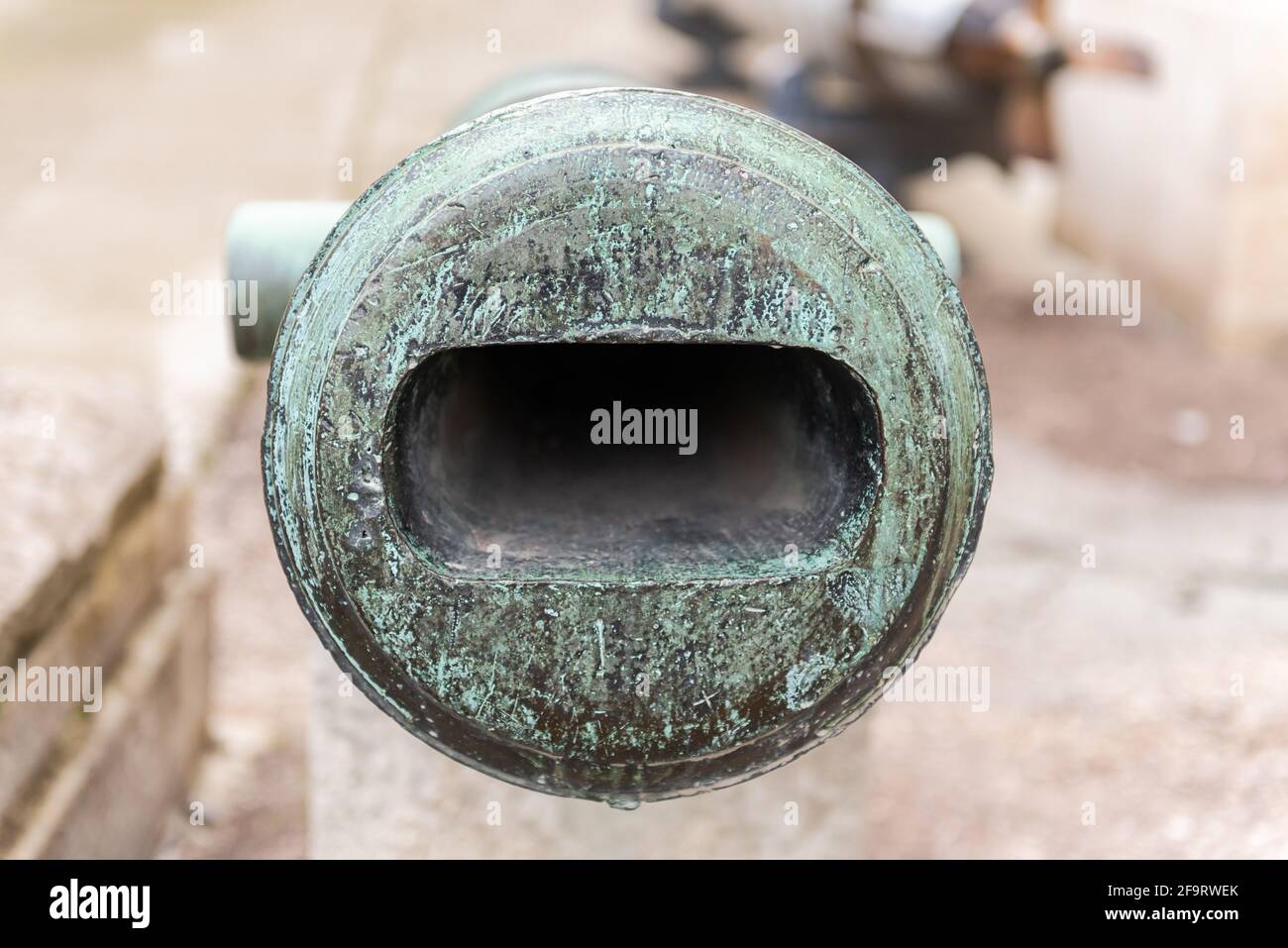 An old ship's cannon. The secret howitzer of the Shuvalov system of the 18th century. One of the developments of the engineers of the Russian Empire. Stock Photo