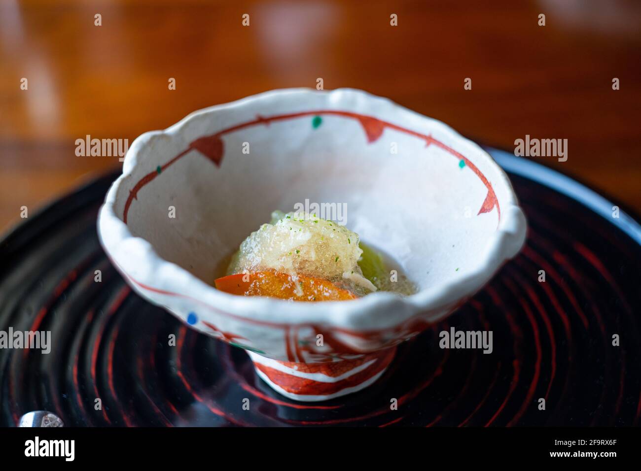 Closeup of a decorative bowl with typical French gelatin dish Stock Photo