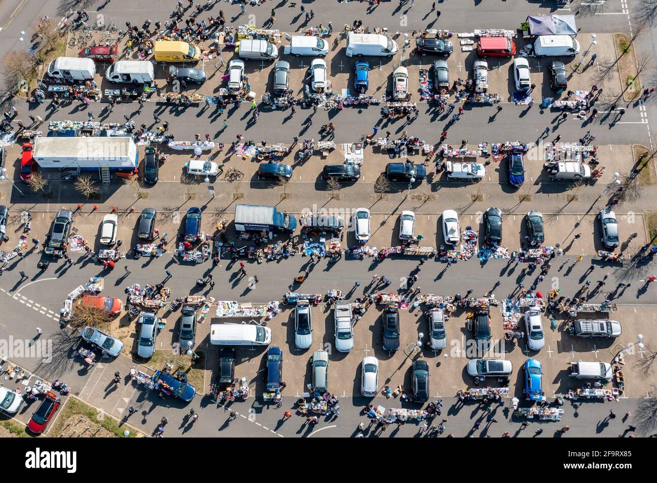 Picture dated April 18th 2021 shows the car boot sale in Cambridge on  Sunday morning which has re opened for the first time today but with very  little social distancing. Due to