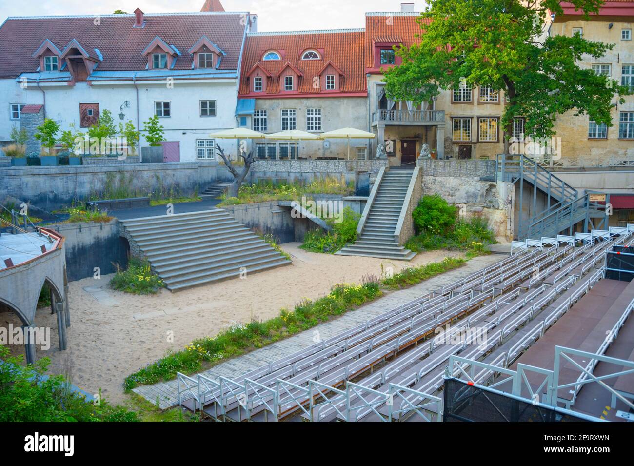 Open stage of the city theater in old town of Tallinn, Estonia Stock Photo