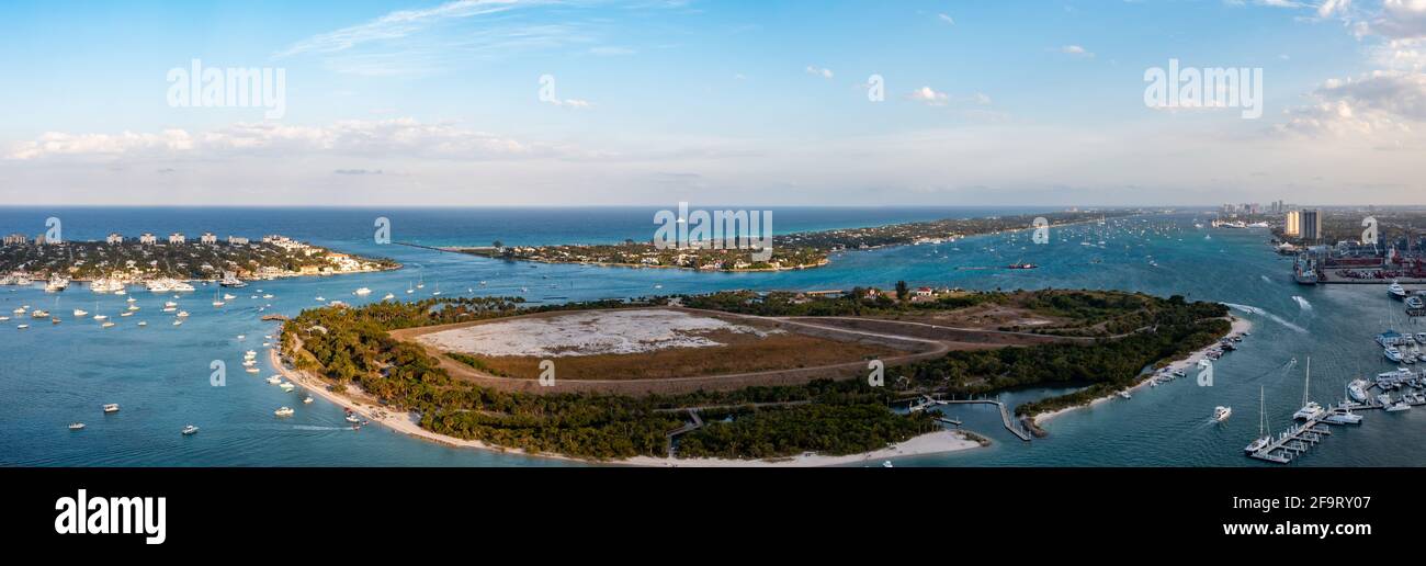 Aerial photo Peanut Island Park and campground West Palm Beach FL Stock