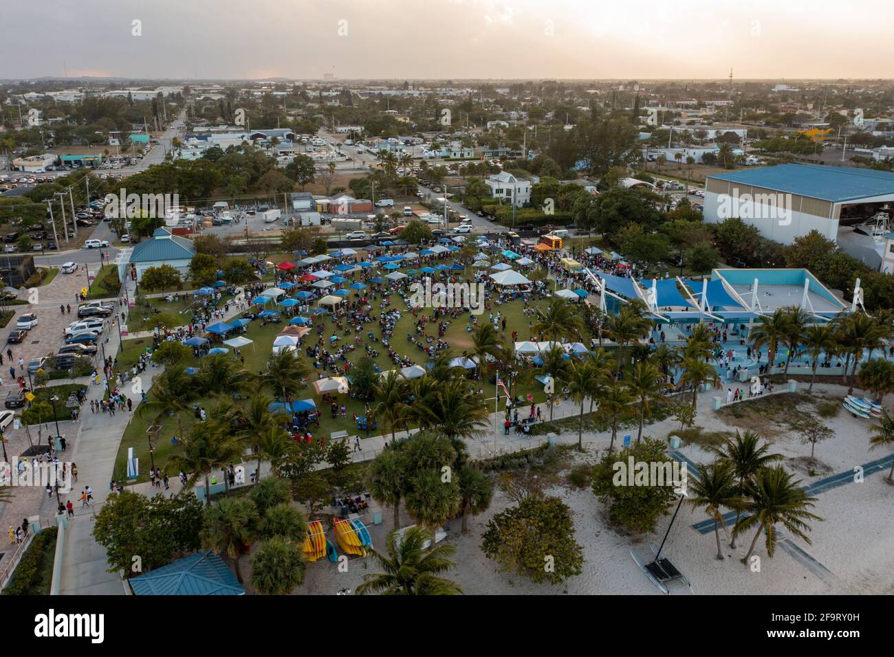 Aerial photo concert at Bicentennial Park Riviera Beach FL Stock Photo