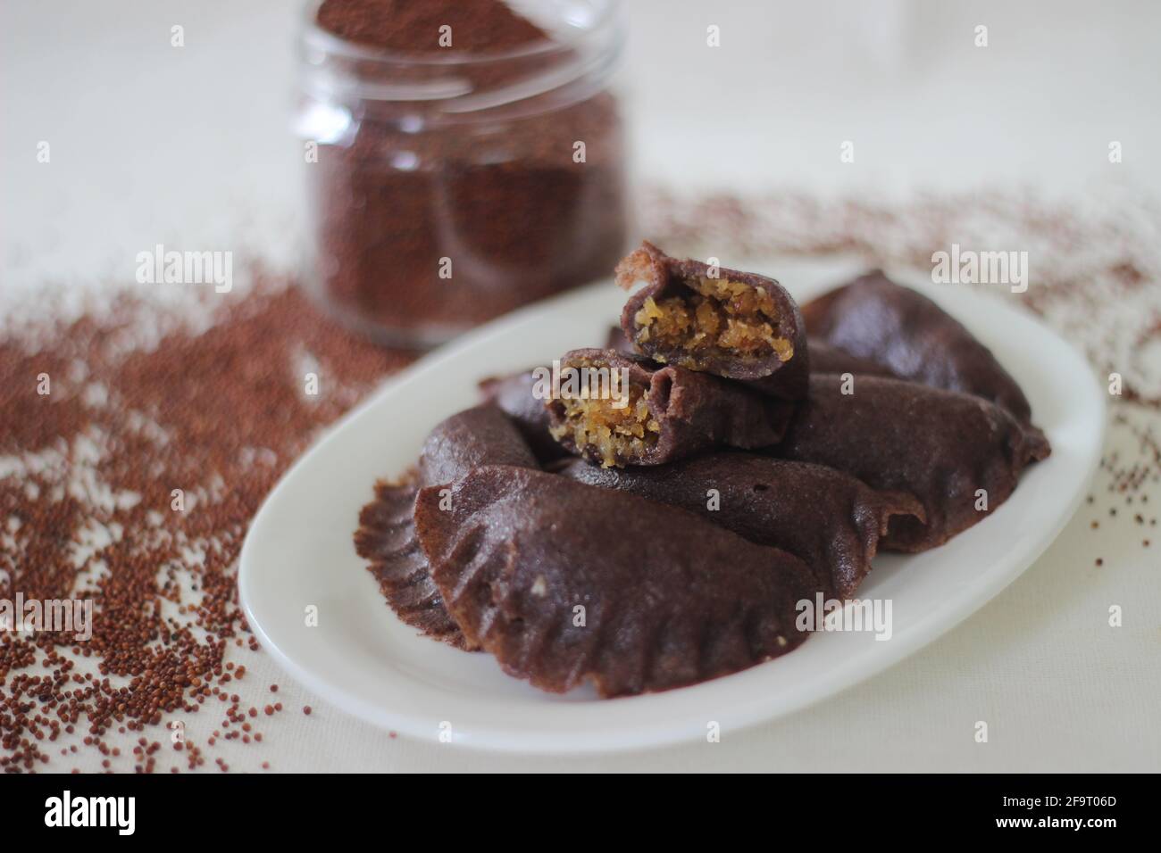 Steamed dumplings made from finger millet flour. It is stuffed with
