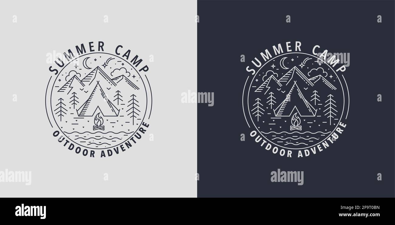 Wildlife Summer Camp Badges. Stock Vector