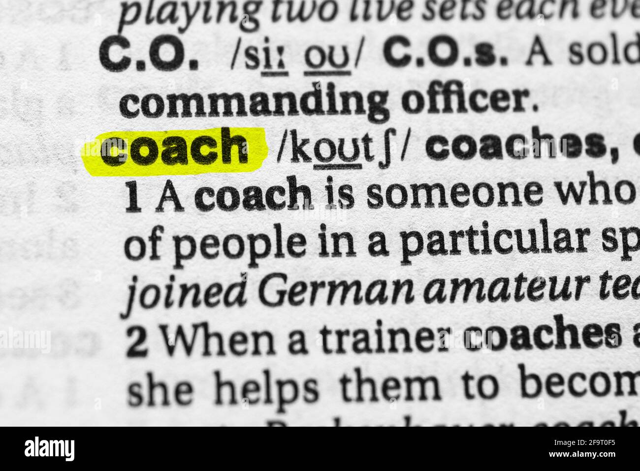 Highlighted word coach concept and meaning Stock Photo Alamy