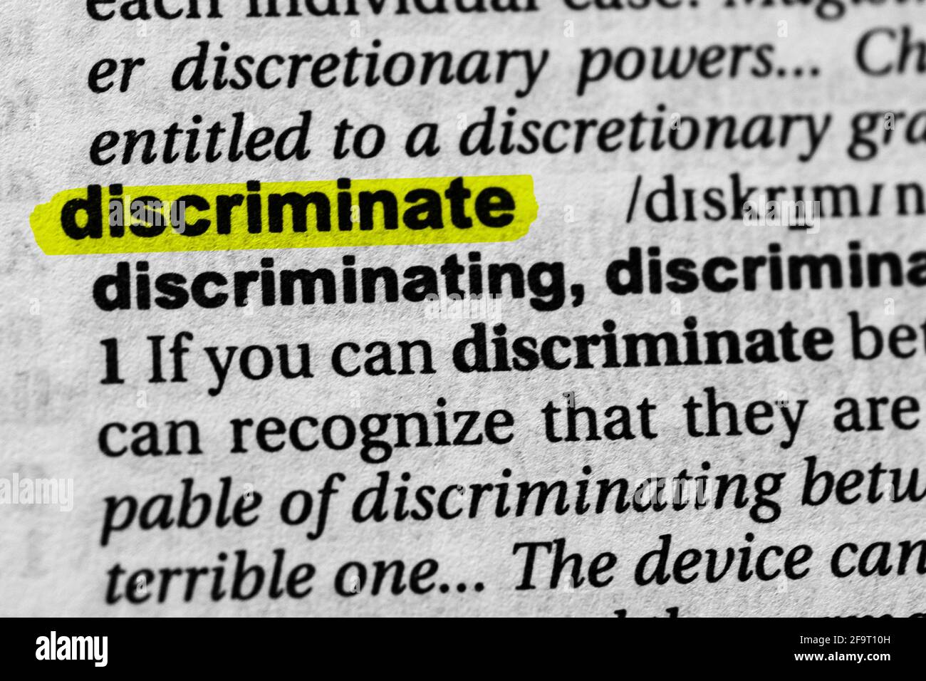 Highlighted discriminate word concept and meaning Stock Photo - Alamy