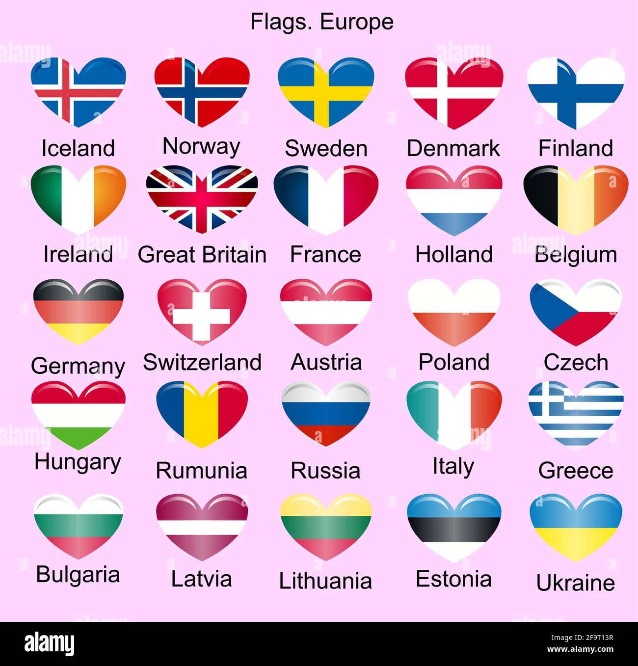 Set of Flags of european countries. Stock Vector