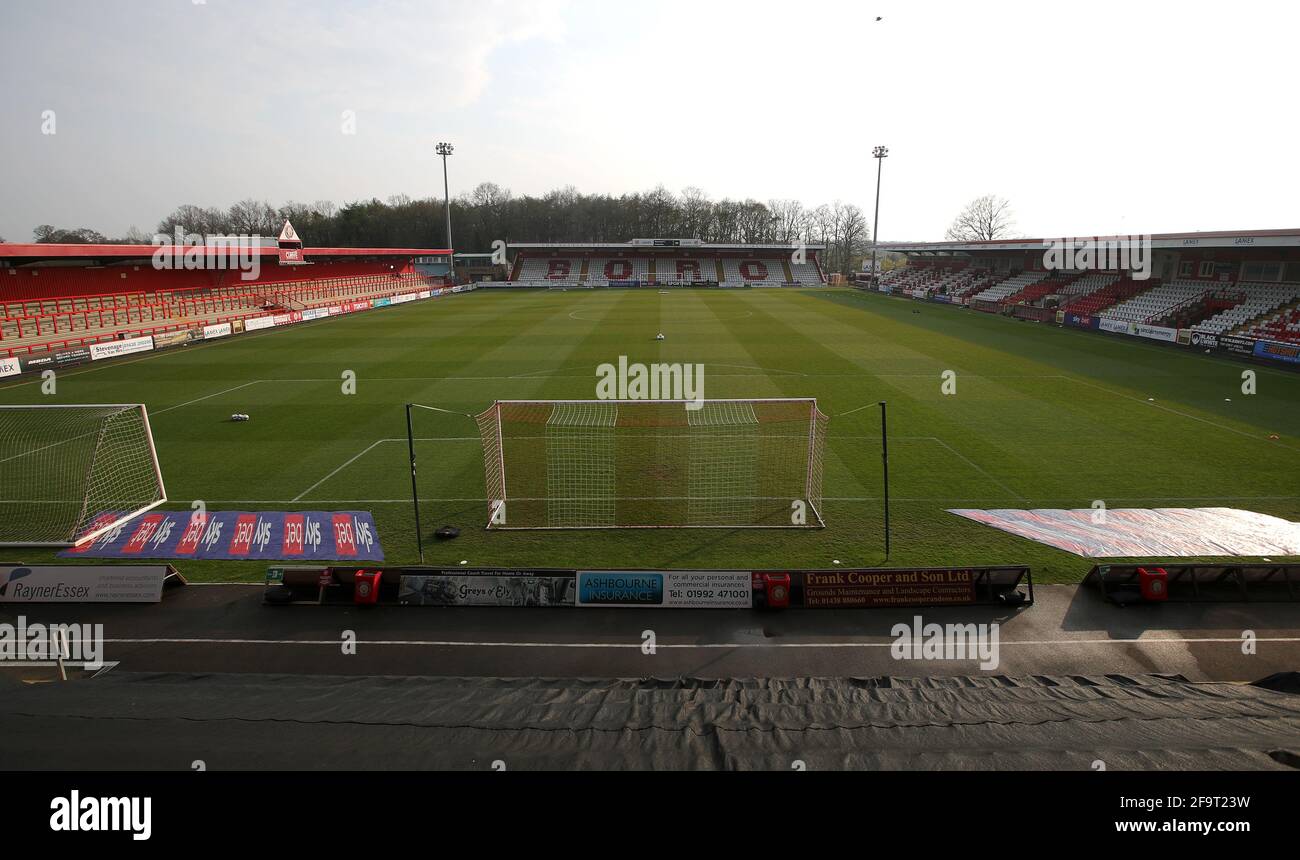 A general view of the Lamex Stadium, Stevenage. Picture date: Tuesday April 20, 2021. Stock Photo
