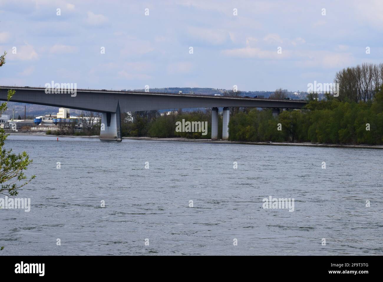 Autobahn Bridge across the Rhine Stock Photo
