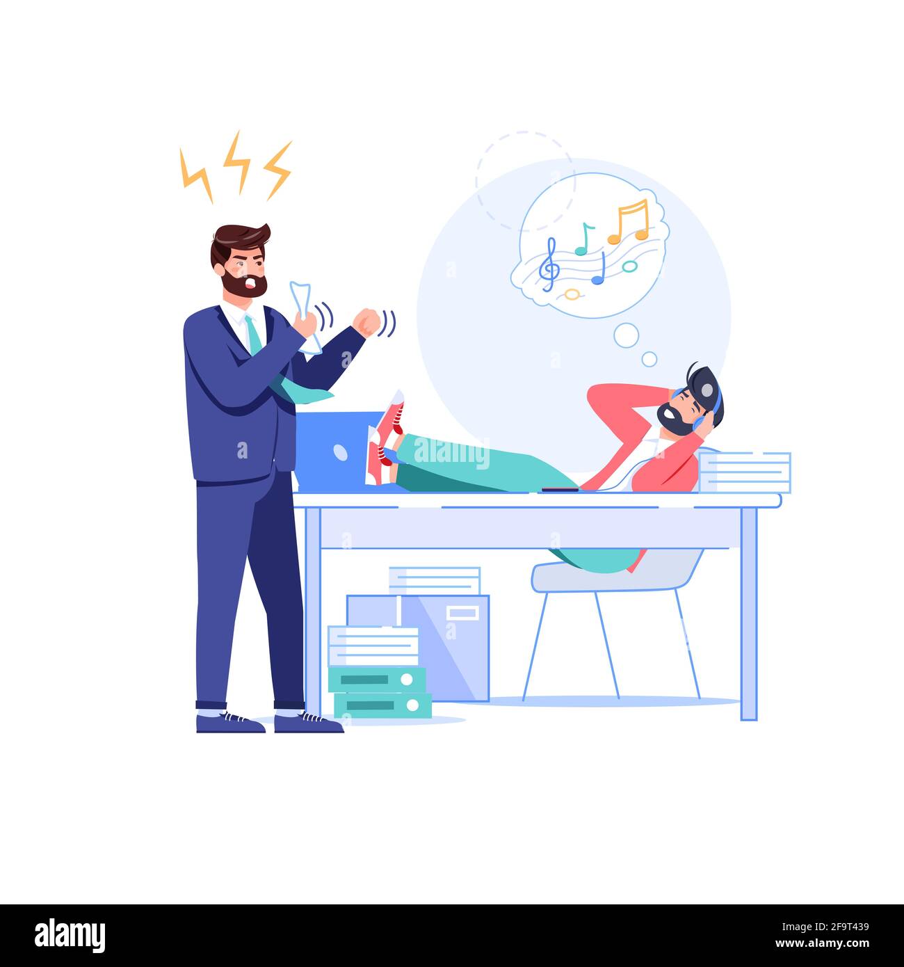 Flat cartoon boss manager employee characters,procrastination at work  vector illustration concept Stock Vector Image & Art - Alamy