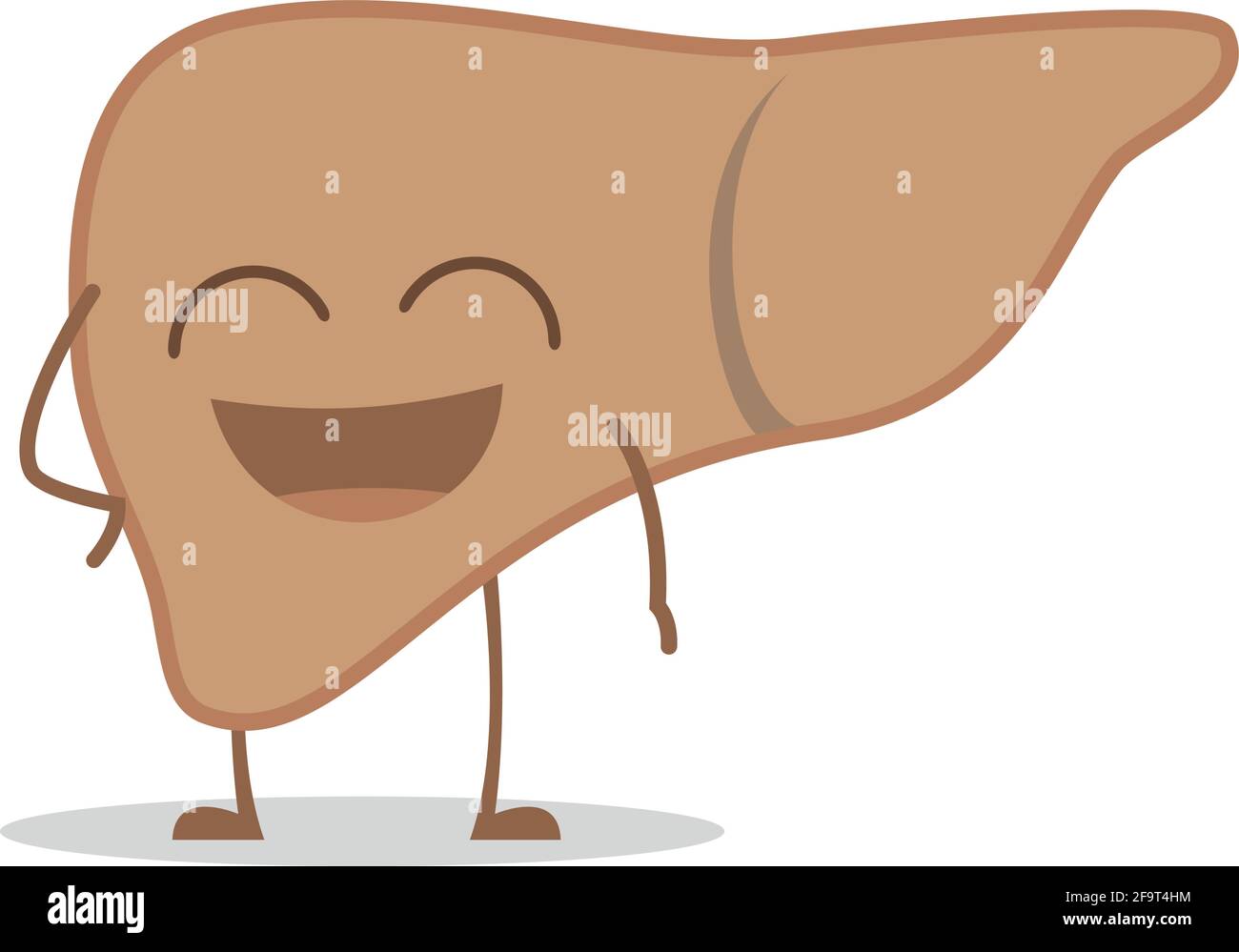Vector illustration of a healthy and funny liver in cartoon style. Stock Vector
