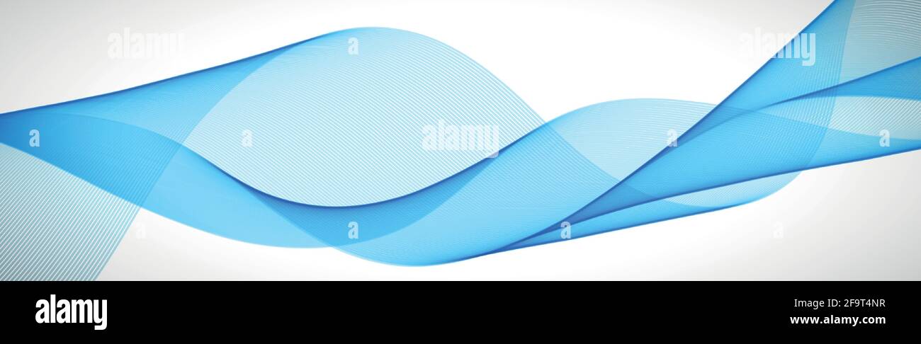 Abstract blue wavy lines on white background - Vector illustration ...