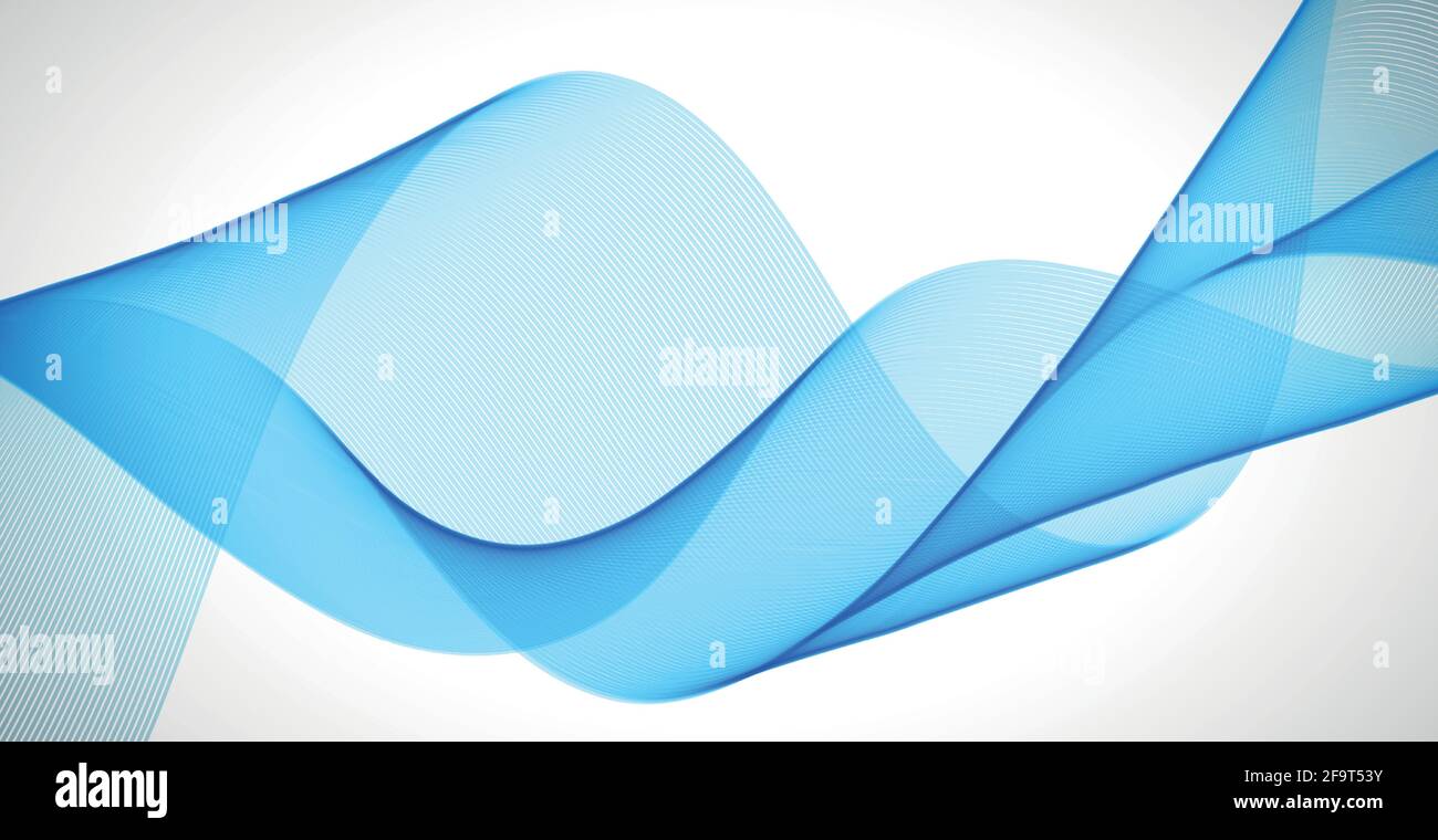 Abstract blue wavy lines on white background - Vector illustration ...