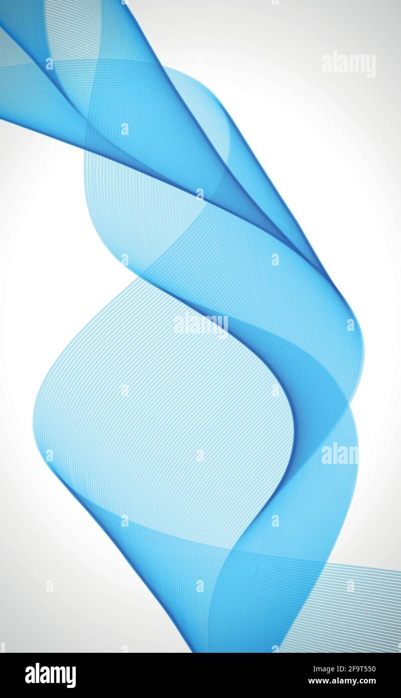 Abstract blue wavy lines on white background - Vector illustration ...