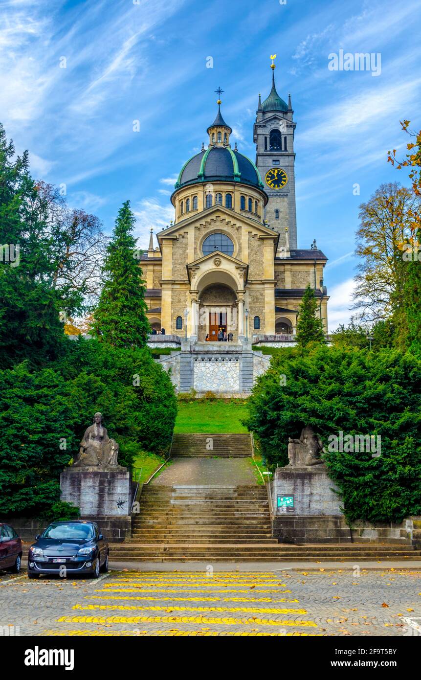 view of the Enge church which was built in neo-Renaissance style in 1894 in Zurich, Switzerland Stock Photo