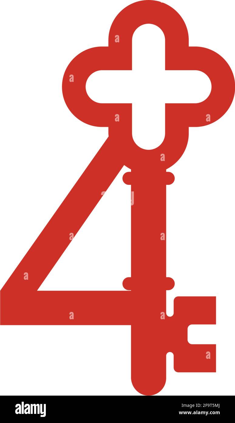 Number 4 logo icon with key icon design symbol template vector Stock ...