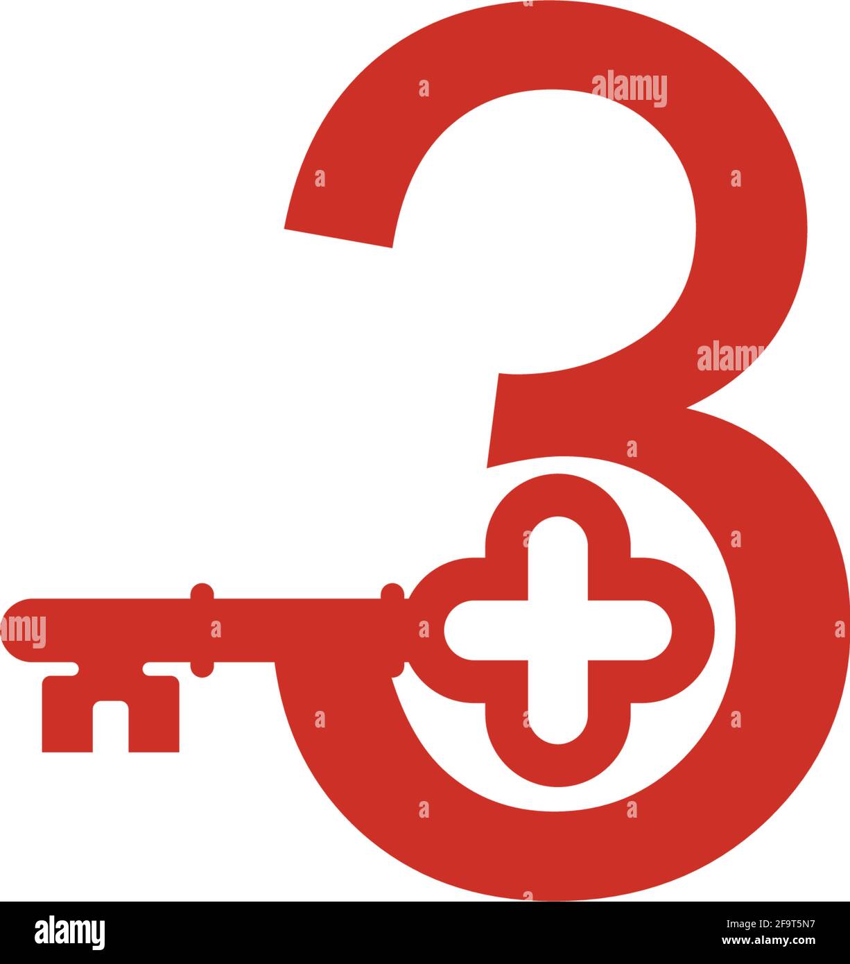 Number 3 logo icon with key icon design symbol template vector Stock ...