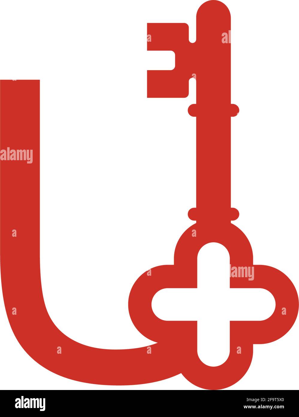 Letter U logo icon with key icon design symbol template vector Stock ...