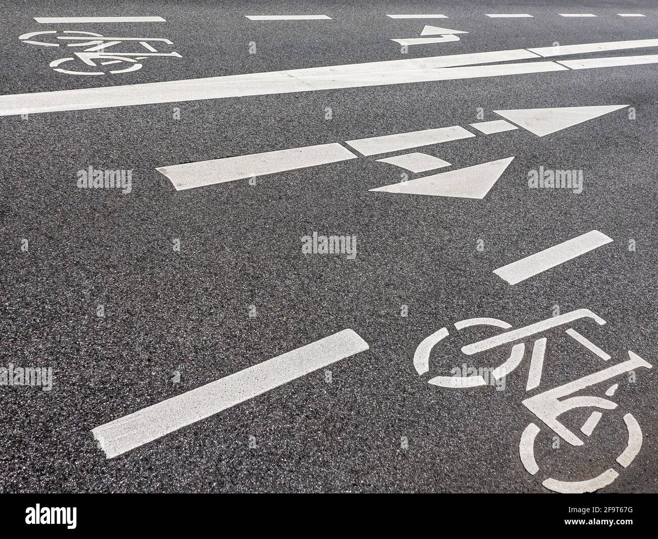 Bicycle lanes on an inner city street, Germany Stock Photo