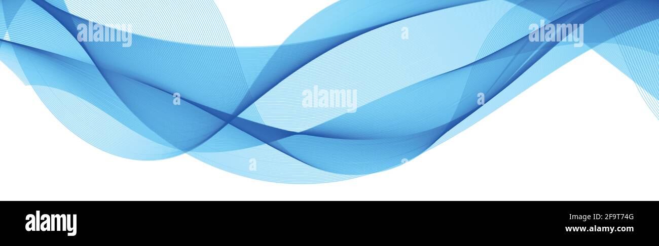 Abstract blue wavy lines on white background - Vector illustration ...