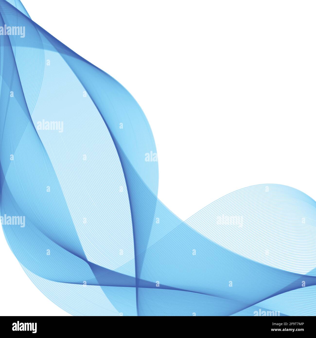 Abstract blue wavy lines on white background Vector illustration