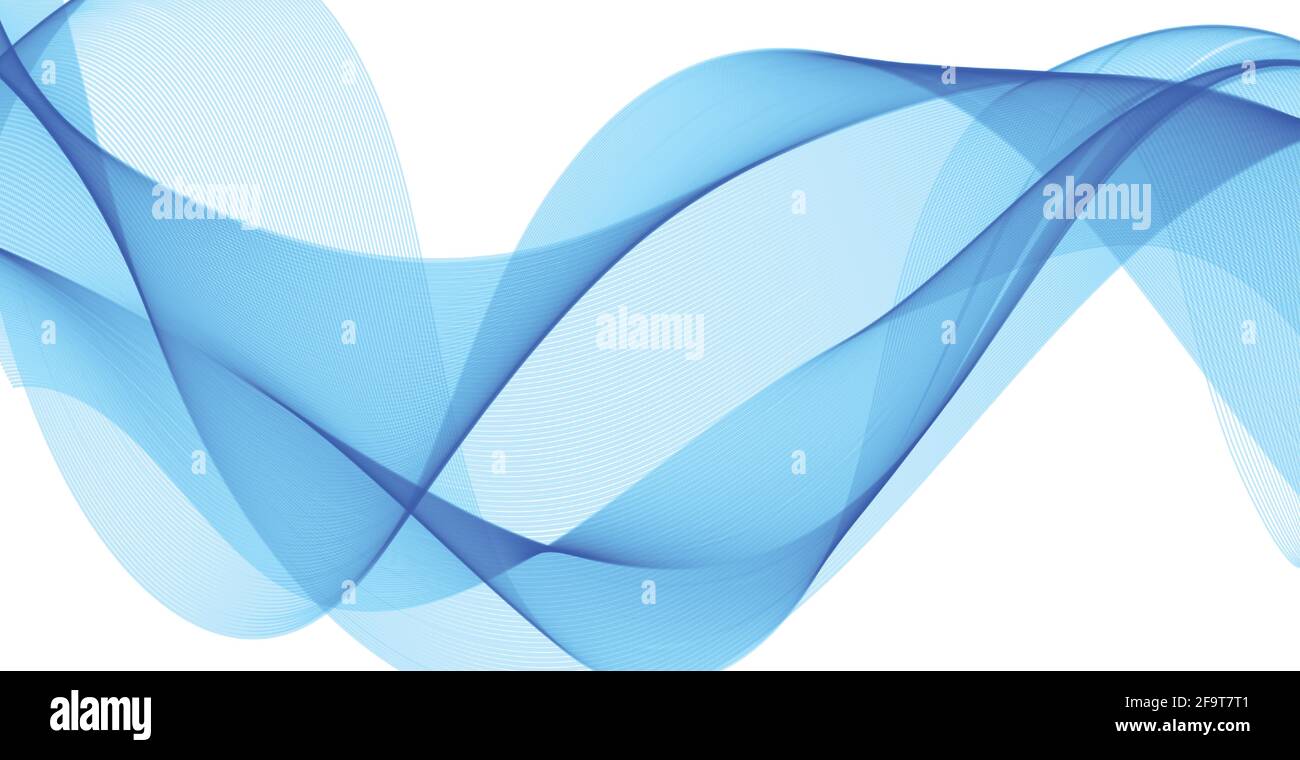 Abstract blue wavy lines on white background Vector illustration