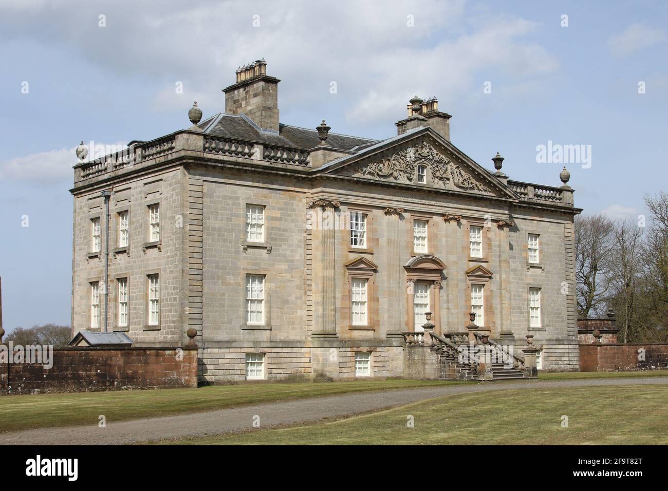Scotland, Ayrshire,Ochiltree, Auchinleck House, 16 Apr 2021. fine example of an 18th-century Scottish country villa, home of James Boswell Stock Photo