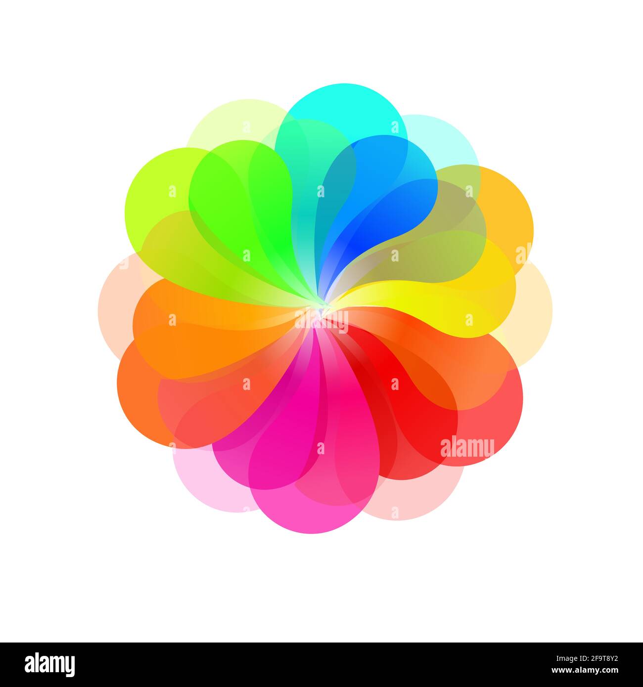 Logo is a multi-colored flower. Rainbow logo. Vector illustration Stock Vector