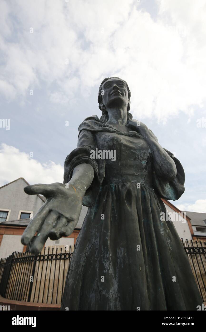 Scotland, Ayrshire, Mauchline, Jean Armour Statue 16 Apr 2021 Stock