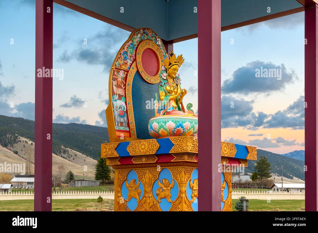 A colorful figurine of Yum Chenmo, or Prajnaparamita, the Great Mother in Buddhism culture at the city of Arlee, Montana, USA Stock Photo