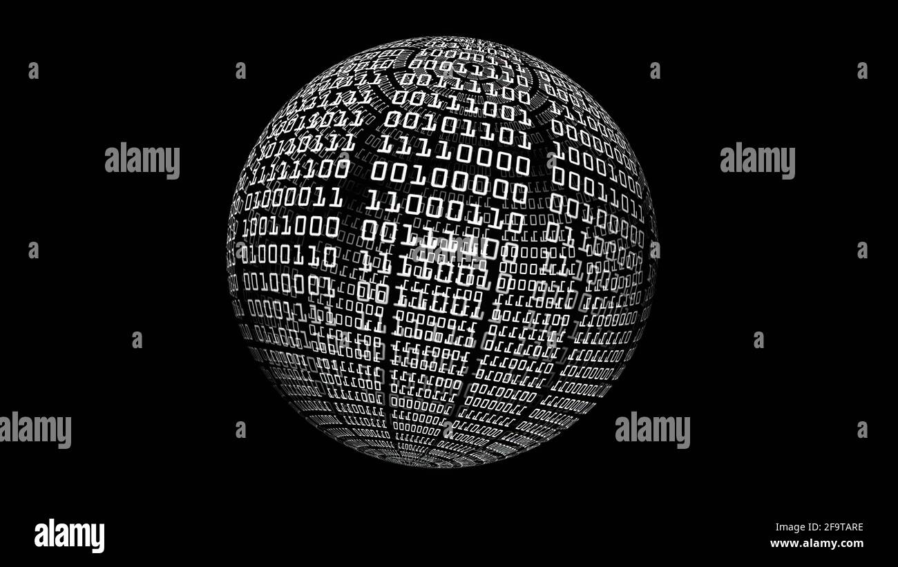 Binary Data On Spinning Sphere Stock Photo