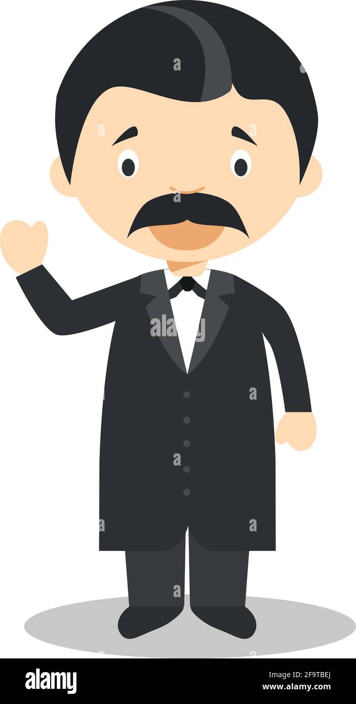 Friedrich Nietzsche cartoon character. Vector Illustration. Kids History Collection. Stock Vector