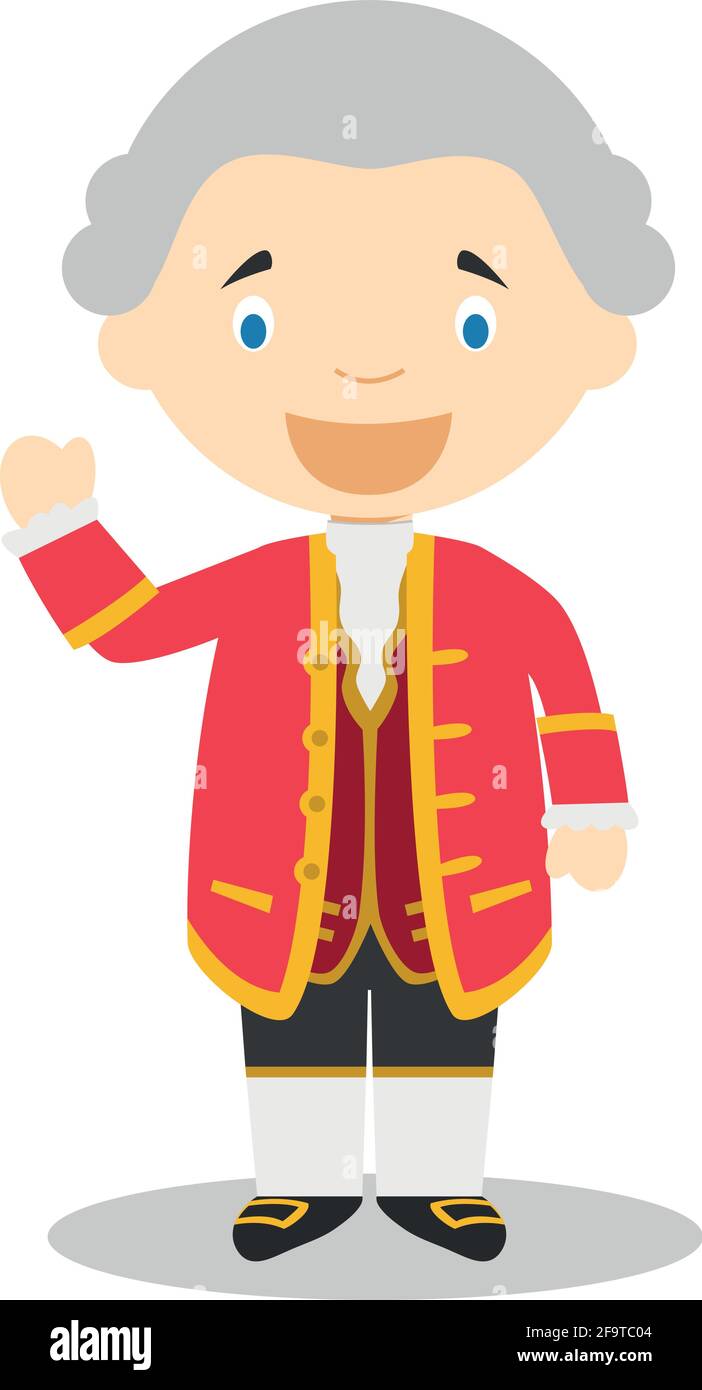 David Hume cartoon character. Vector Illustration. Kids History Collection. Stock Vector