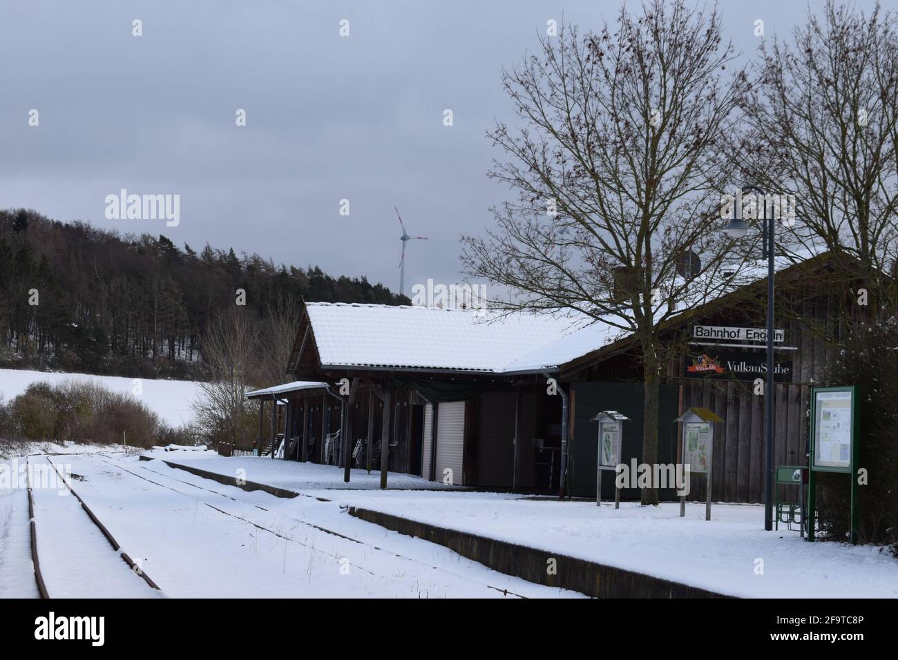 snow train station Kempenich - Engeln Stock Photo