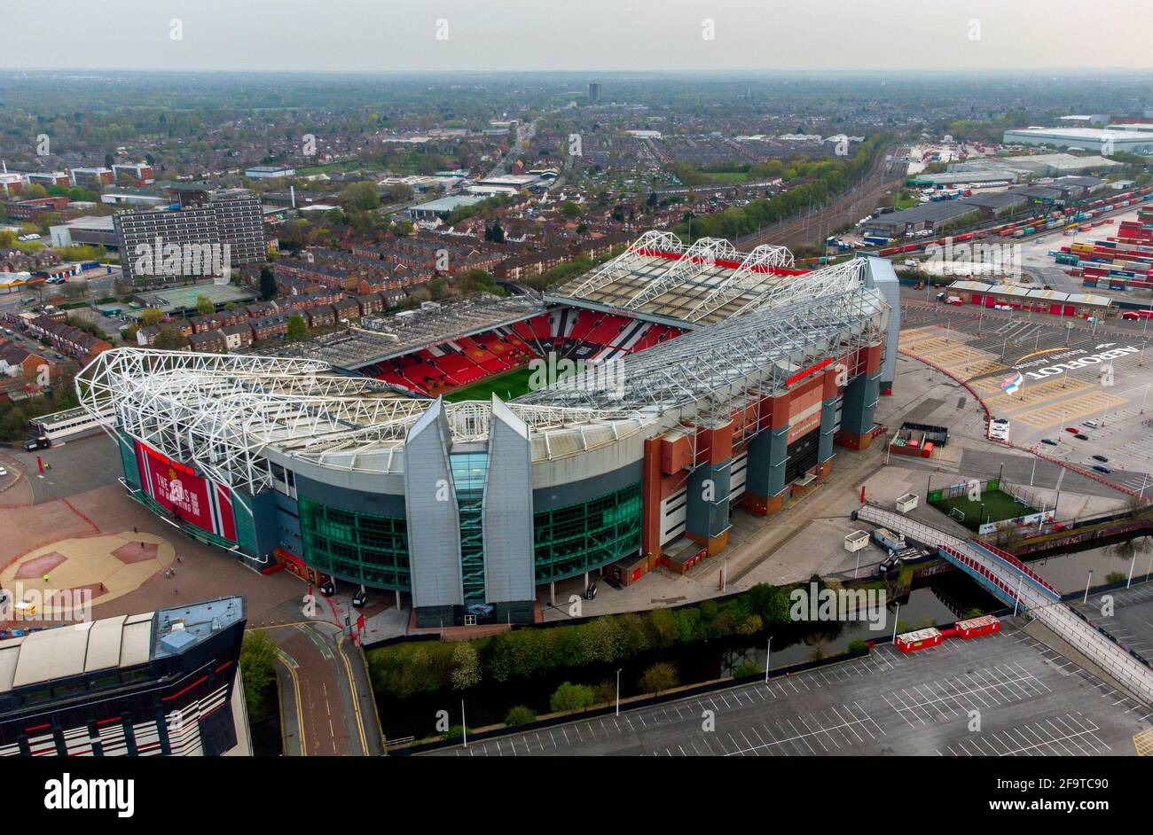 A general view from above of Old Trafford, home of Manchester United FC ...