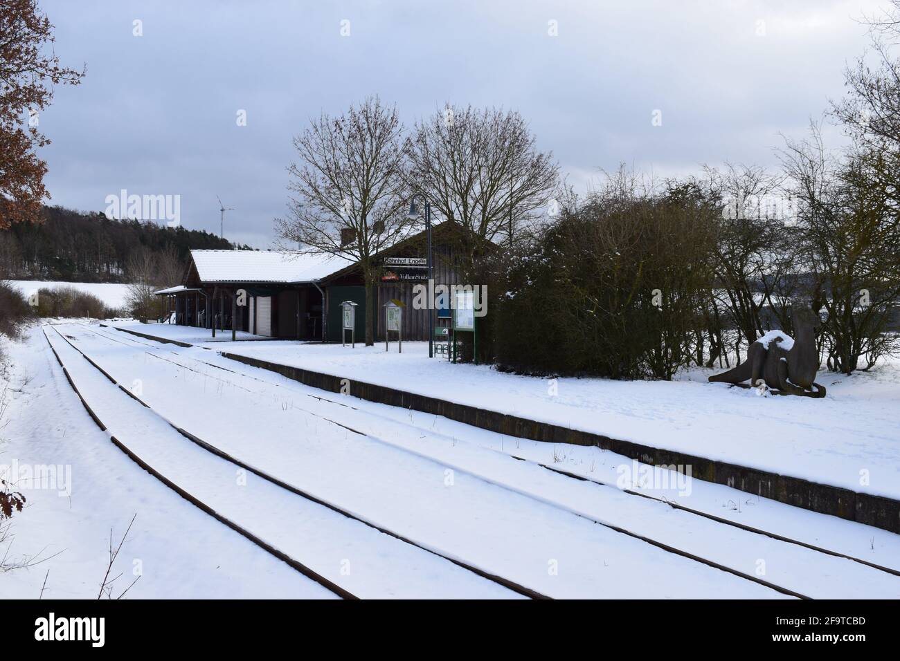 snow train station Kempenich - Engeln Stock Photo