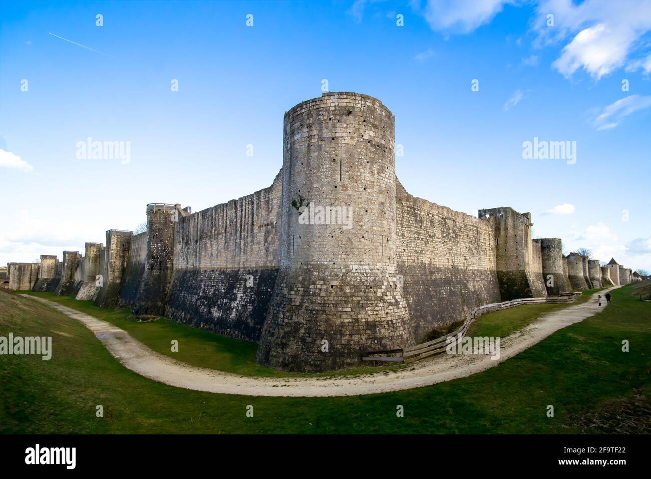 Medieval Rampards Wide angle of the medieval ramparts of the city of Provins near Paris ...