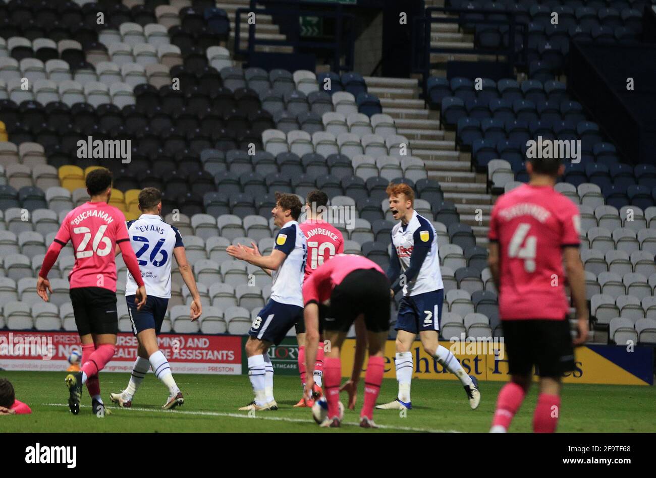 Deepdale Preston Lancashire Uk 20th Apr 2021 English Football League Championship Football Preston North End Versus Derby County Ched Evans Of Preston North End Celebrates After Beating Derby County Goalkeeper David Marshall