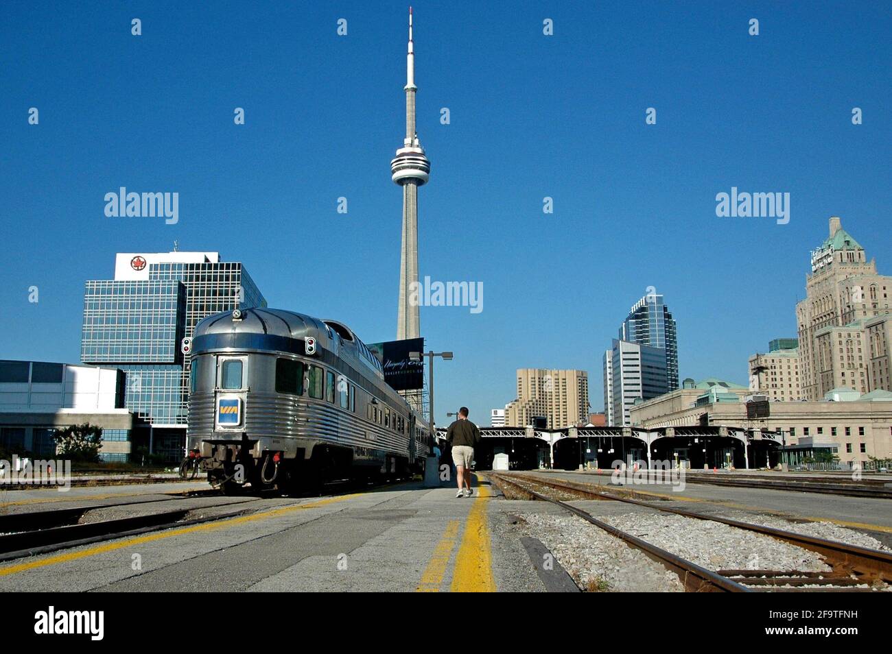 The Canadian train at Toronto Union Station, ready to depart. The train