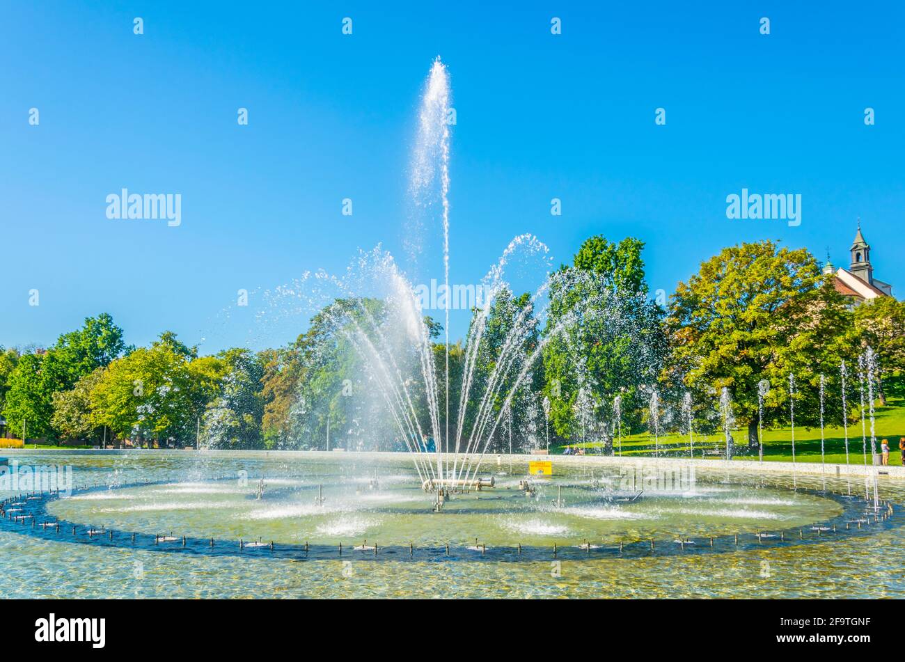 Multimedia Fountain Park in Warsaw, Poland. Stock Photo