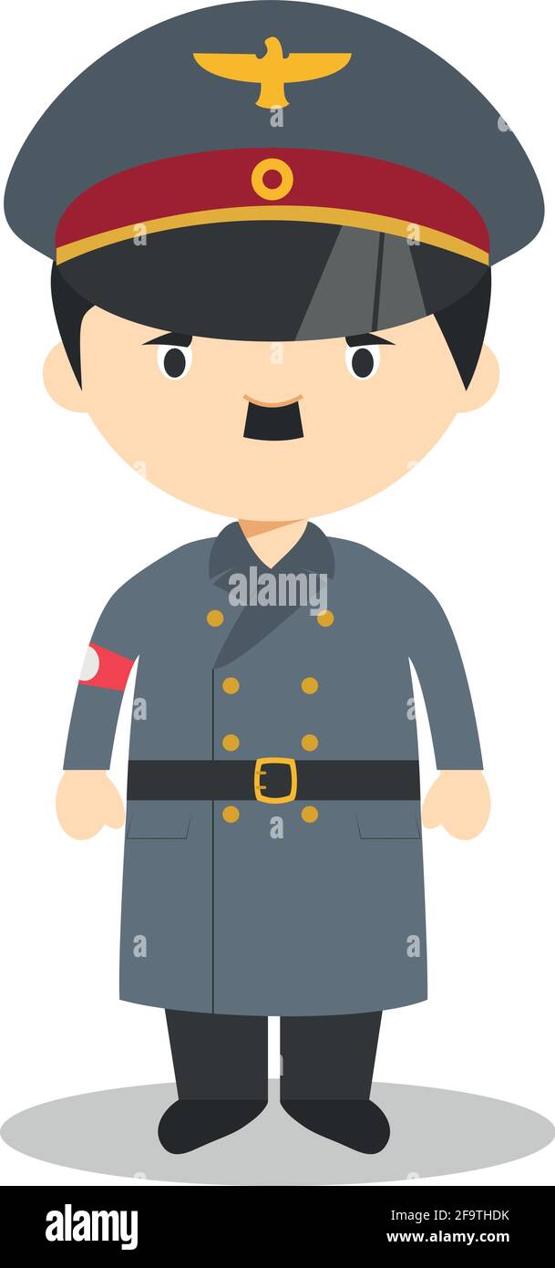Adolf Hitler cartoon character. Vector Illustration. Kids History Collection. Stock Vector
