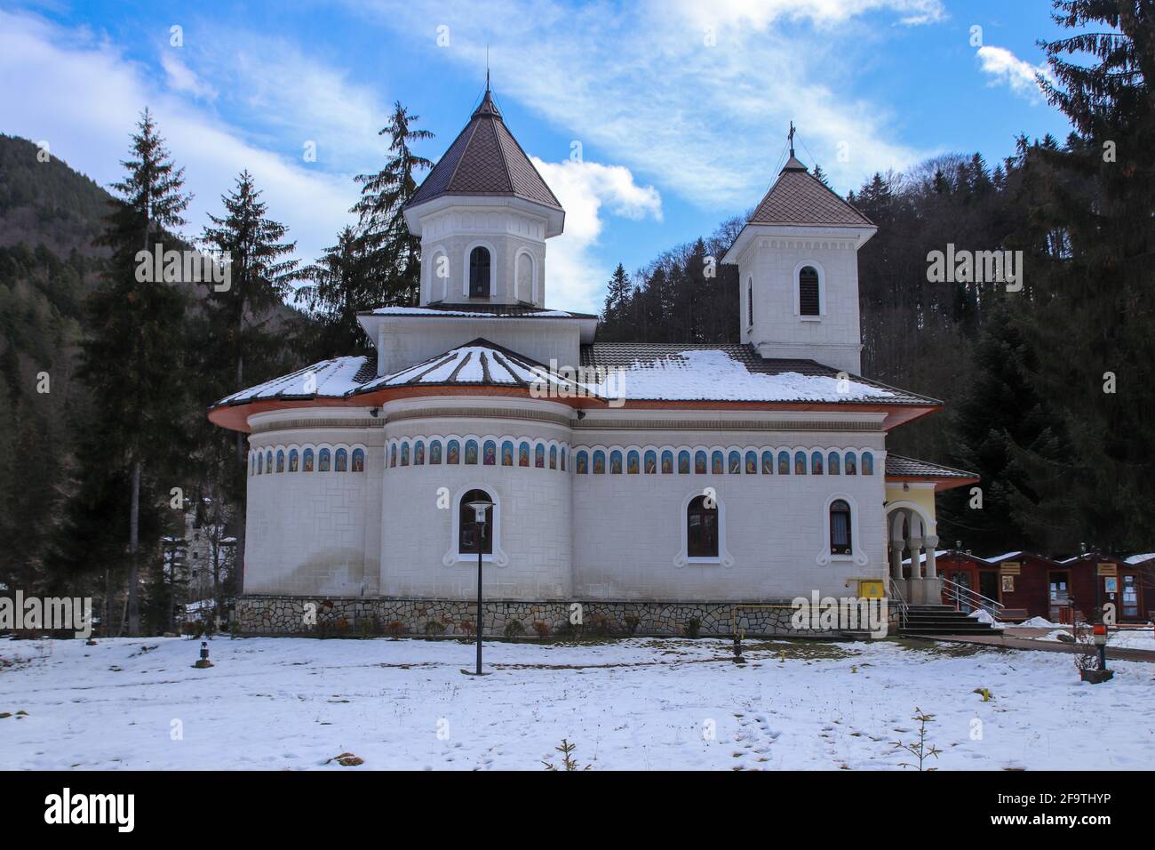 Side view of the orthodox church in Slanic Moldova, Bacau, Romania Stock Photo