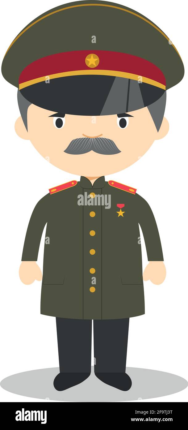 Stalin cartoon character. Vector Illustration. Kids History Collection. Stock Vector